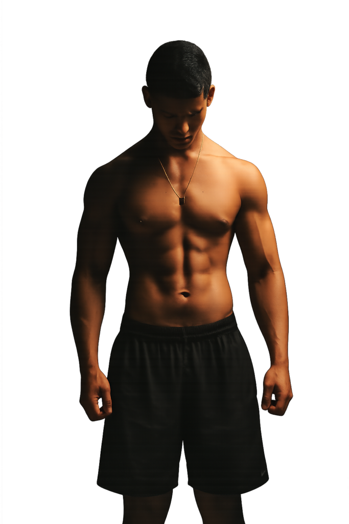 man athletic physique Young shirtless man with athletic physique